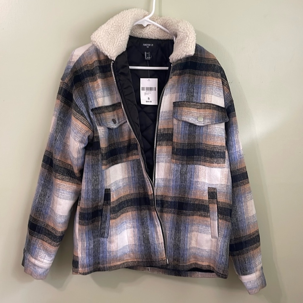 Forever 21 men’s small plaid print casual jacket